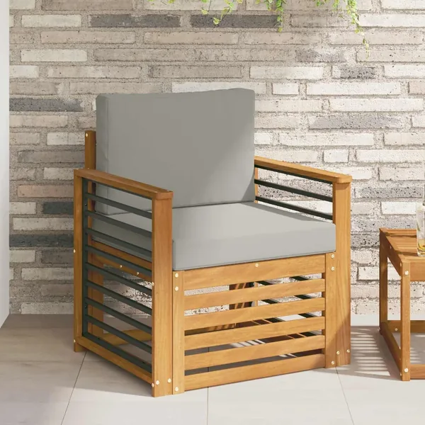 Canapé d’extérieur Bois d'acacia massif et polyester Naturel