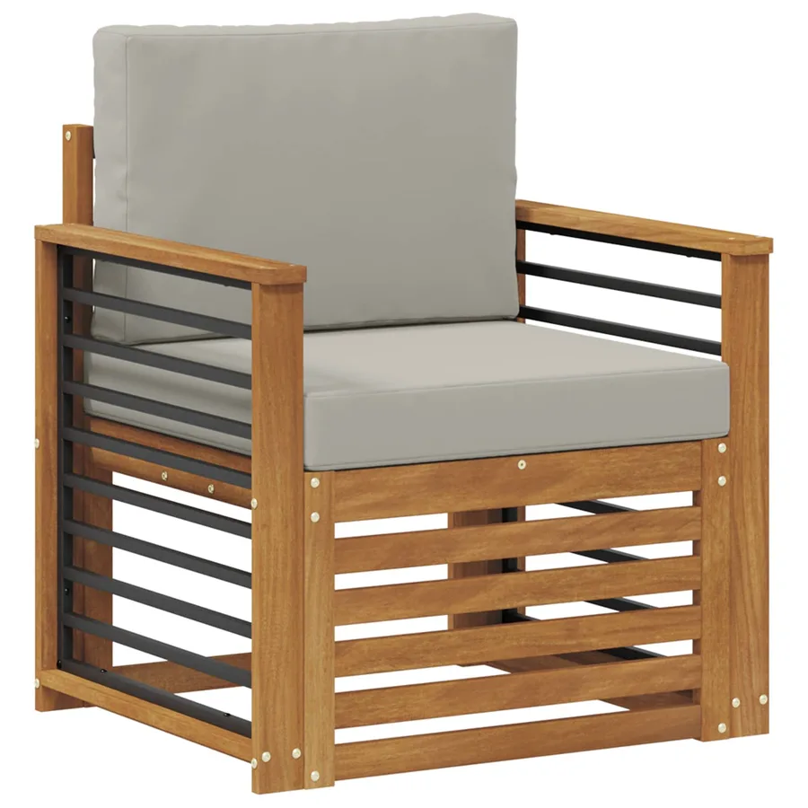 Canapé d’extérieur Bois d'acacia massif et polyester Naturel - 2