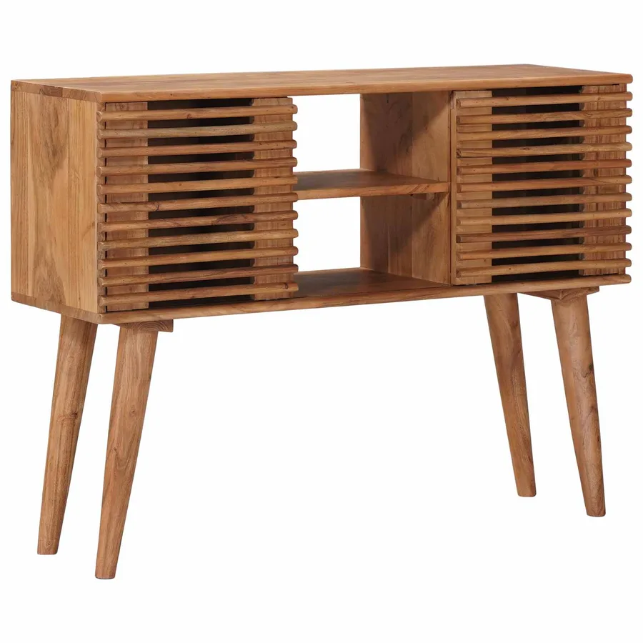 Table d'appoint faite main Marron Teck 100 x 30 x 75 cm - 2