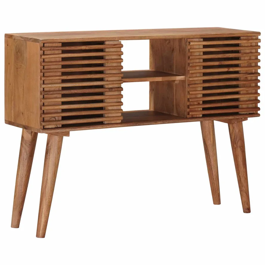 Table d'appoint faite main Marron Teck 100 x 30 x 75 cm - 3
