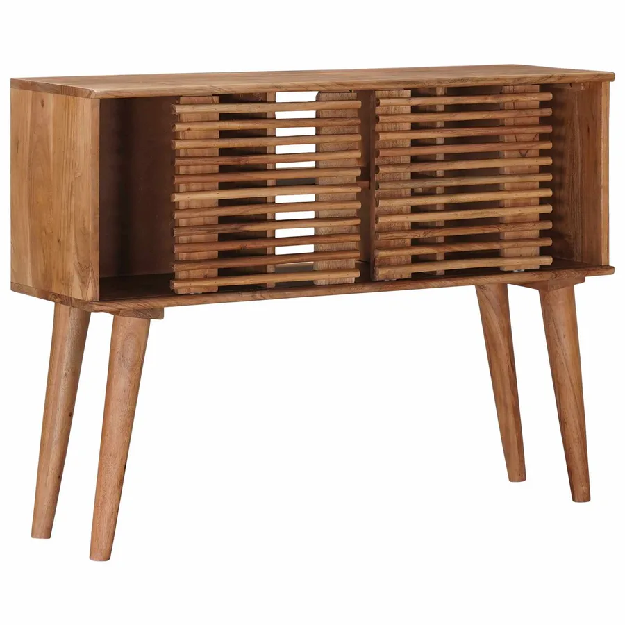 Table d'appoint faite main Marron Teck 100 x 30 x 75 cm - 4