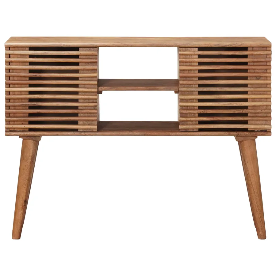 Table d'appoint faite main Marron Teck 100 x 30 x 75 cm - 5