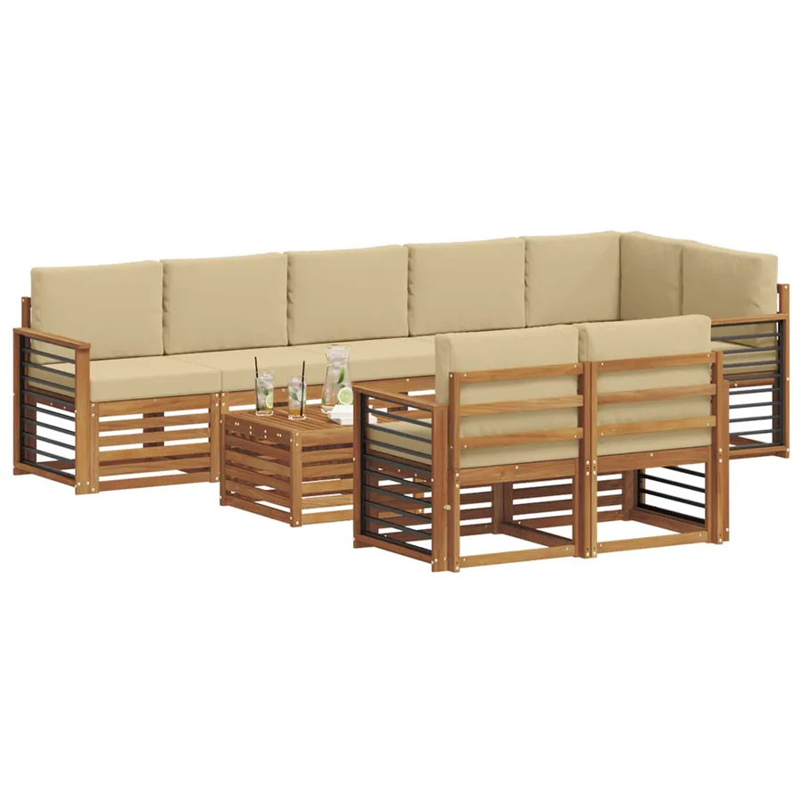 Ensembles de canapés avec coussin 9 pcs Naturel et Beige - 3