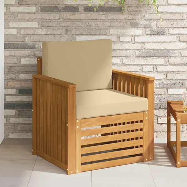 Canapé d’extérieur Bois d'acacia massif et polyester Naturel