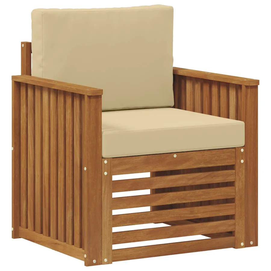 Canapé d’extérieur Bois d'acacia massif et polyester Naturel - 2