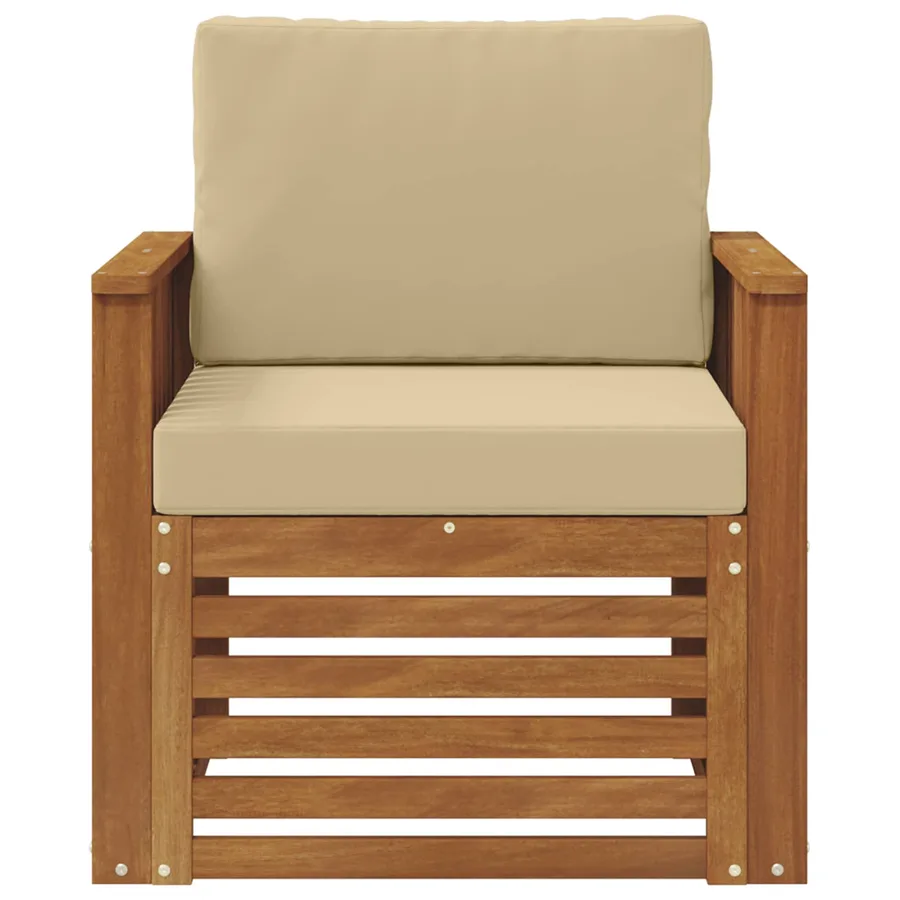 Canapé d’extérieur Bois d'acacia massif et polyester Naturel - 3