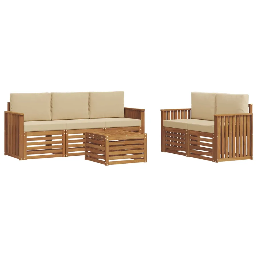 Ensembles de canapés avec coussin 6 pcs Naturel et Beige - 2