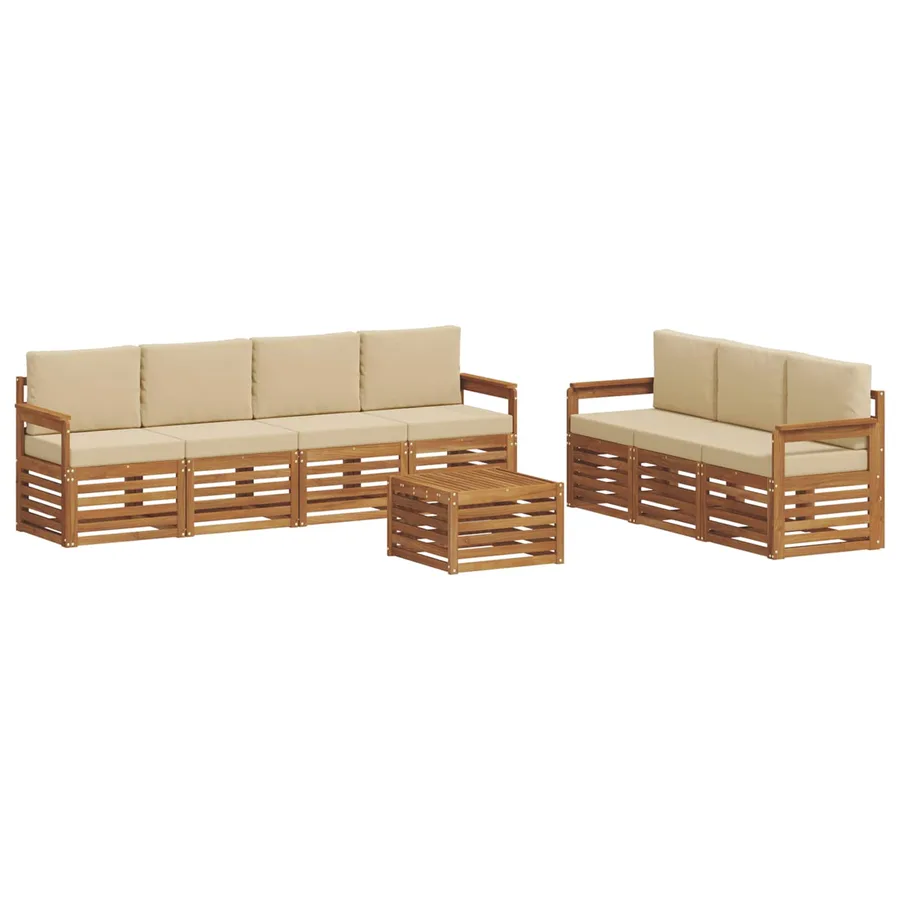 Ensembles de canapés avec coussin 8 pcs Naturel et Beige - 2