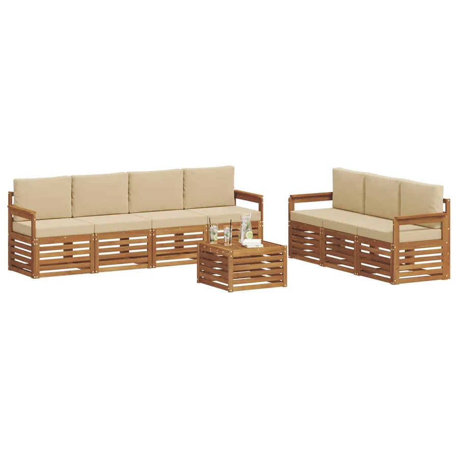 Ensembles de canapés avec coussin 8 pcs Naturel et Beige - 3