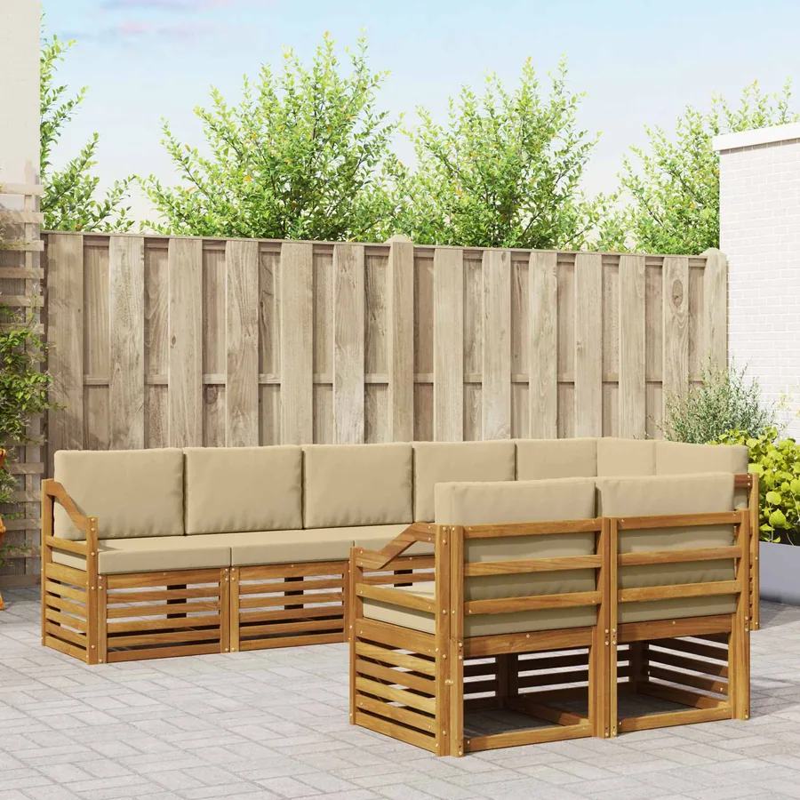 Ensembles de canapés avec coussin 8 pcs Naturel et Beige