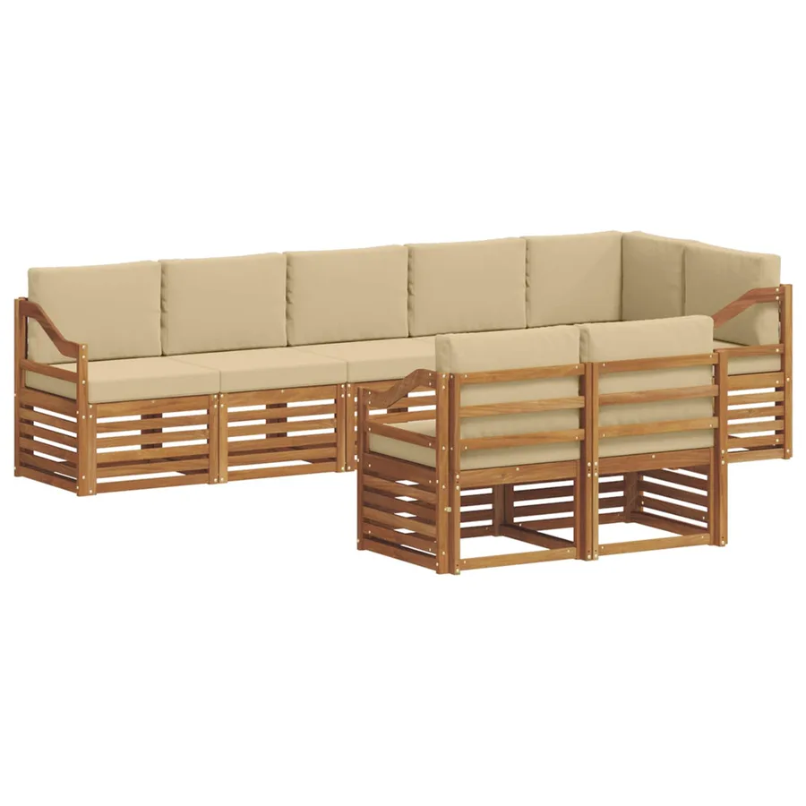 Ensembles de canapés avec coussin 8 pcs Naturel et Beige - 2