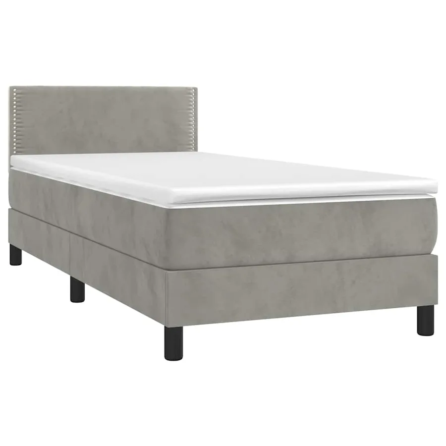 Sommier à lattes de lit avec matelas et LED Gris clair 90x190cm - 4