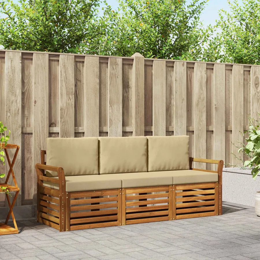 Ensembles de canapés avec coussin 3 pcs Naturel et Beige
