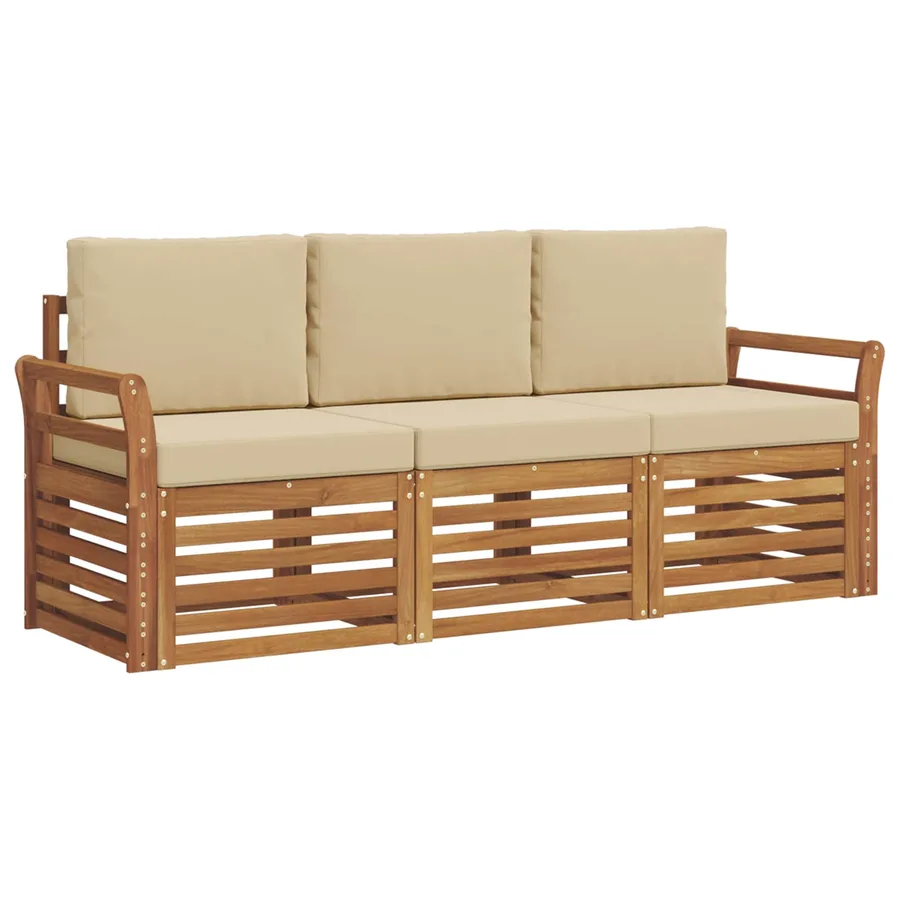 Ensembles de canapés avec coussin 3 pcs Naturel et Beige - 2