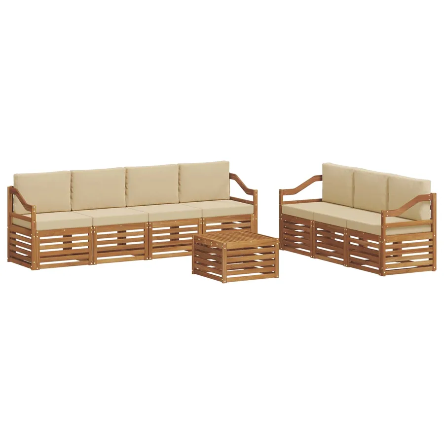 Ensembles de canapés avec coussin 8 pcs Naturel et Beige - 2
