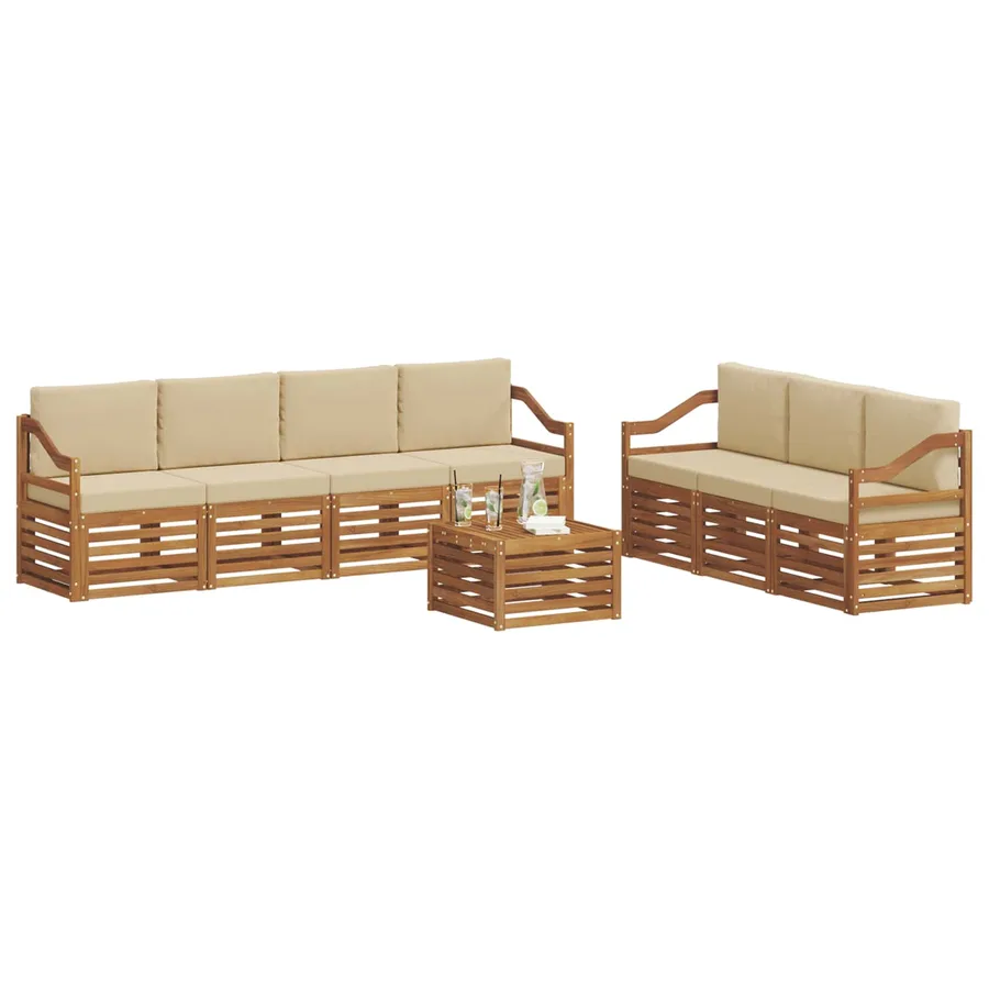 Ensembles de canapés avec coussin 8 pcs Naturel et Beige - 3