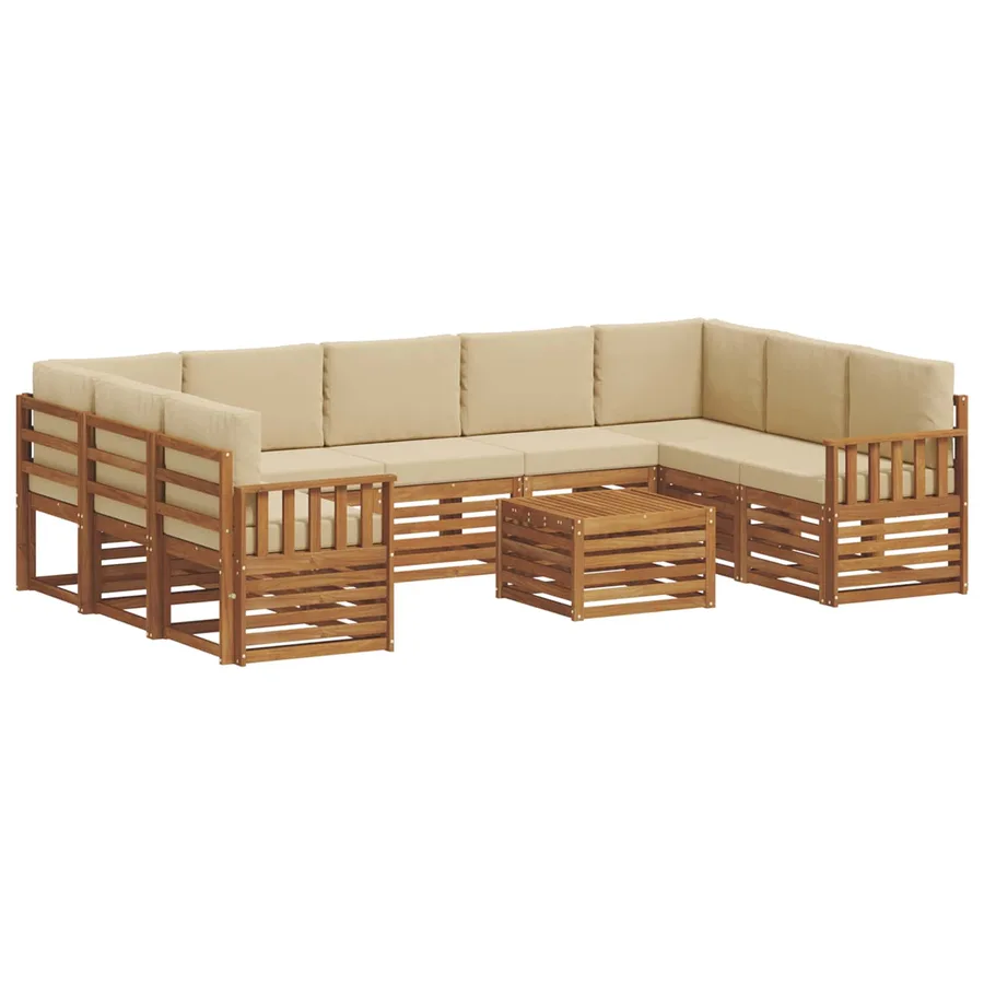 Ensembles de canapés avec coussin 10 pcs Naturel et Beige - 2