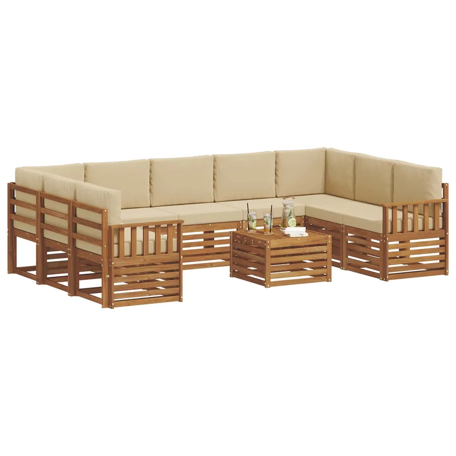 Ensembles de canapés avec coussin 10 pcs Naturel et Beige - 3