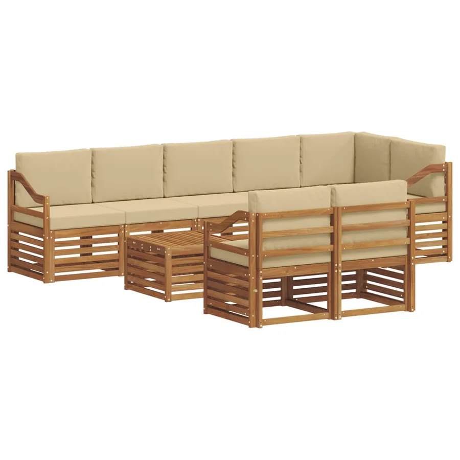 Ensembles de canapés avec coussin 9 pcs Naturel et Beige - 2