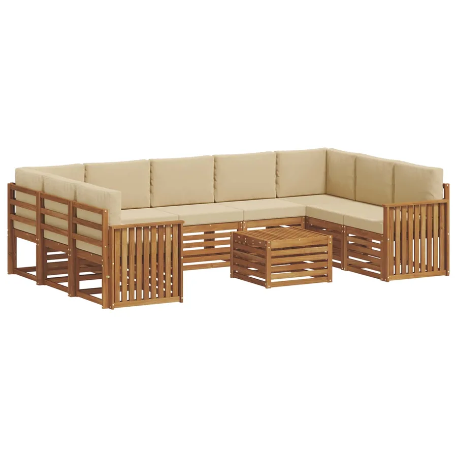 Ensembles de canapés avec coussin 10 pcs Naturel et Beige - 2