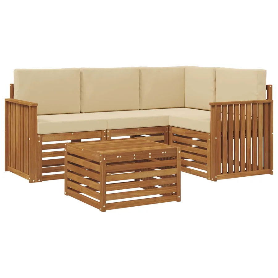 Ensemble de canapés d'extérieur 5 pcs Naturel et Beige - 2