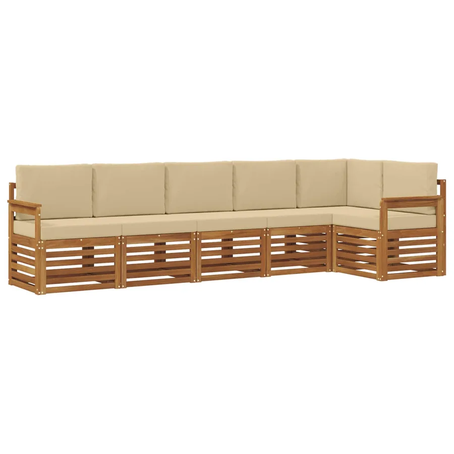 Ensemble de canapé d'angle avec coussin 6 pcs Naturel et Beige - 2