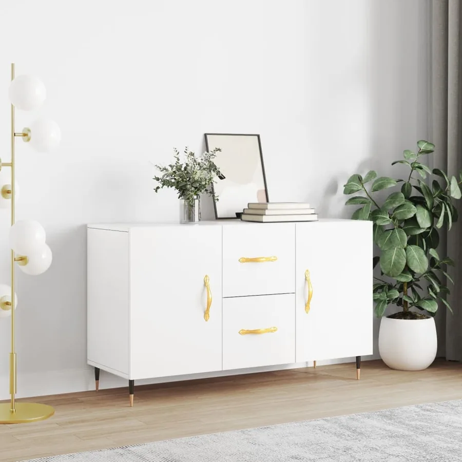 Buffet blanc 100x36x60 cm bois d'ingénierie