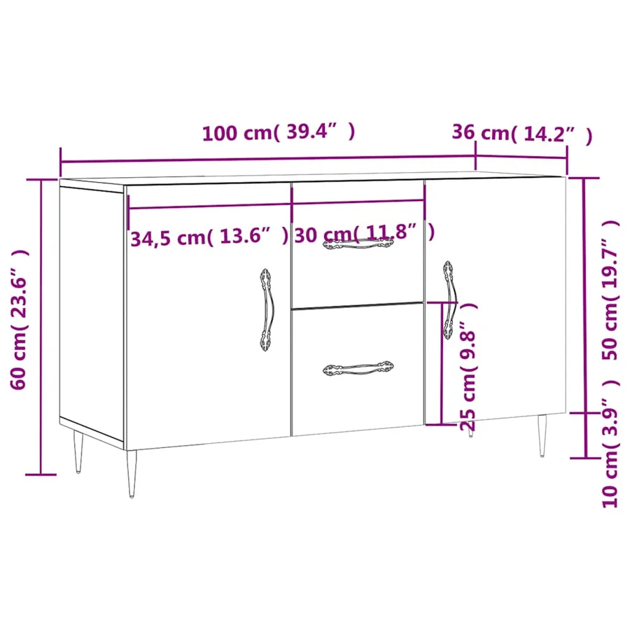 Buffet blanc 100x36x60 cm bois d'ingénierie - 13