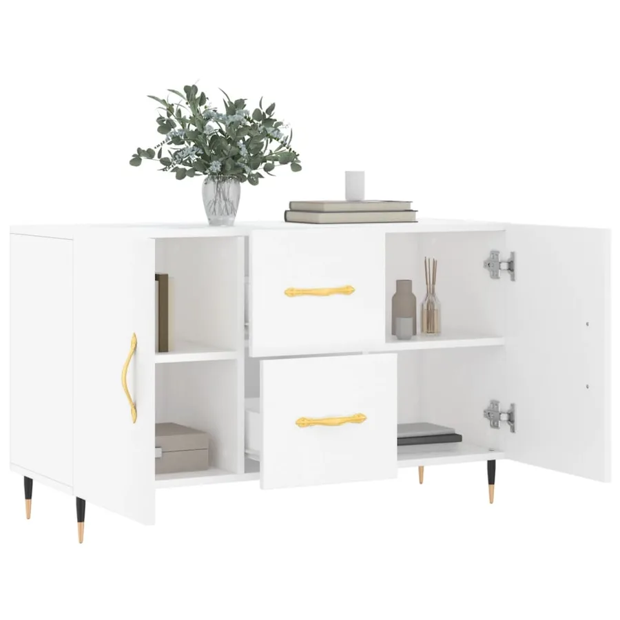 Buffet blanc 100x36x60 cm bois d'ingénierie - 4