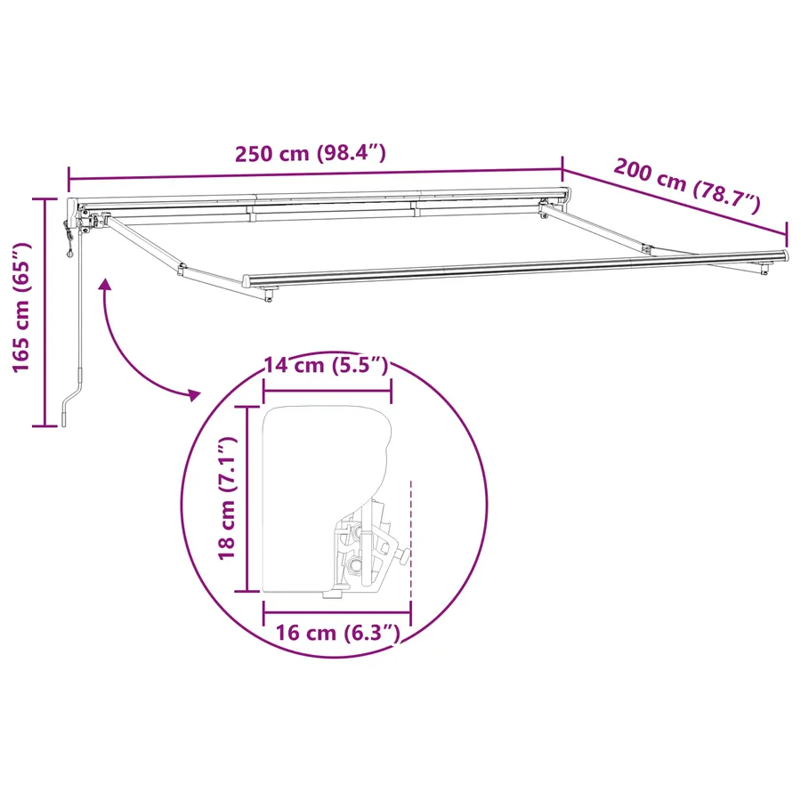Cadre de store rétractable électrique Anthracite 2,5 x 2 m - 9