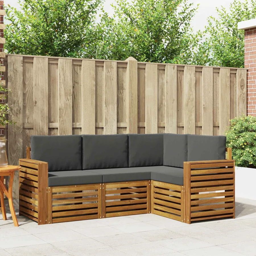 Ensembles de canapés avec coussin 4 pcs Naturel et Anthracite