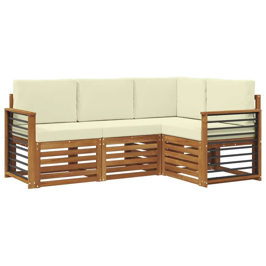 Ensembles de canapés avec coussin 4 pcs Naturel et Crème - 2