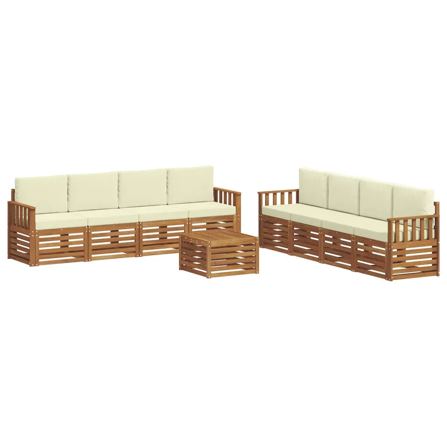 Ensembles de canapés avec coussin 9 pcs Naturel et Crème - 2