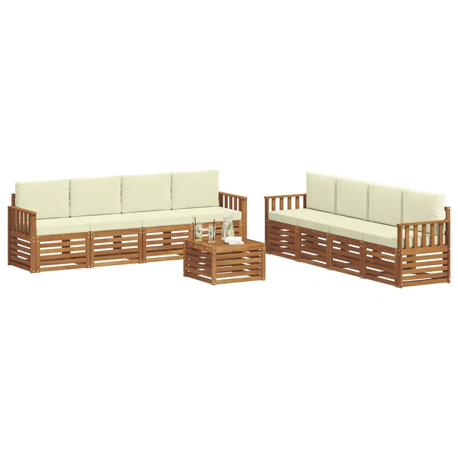 Ensembles de canapés avec coussin 9 pcs Naturel et Crème - 3