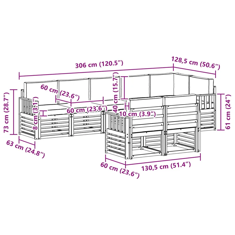 Ensembles de canapés avec coussin 8 pcs Naturel et Anthracite - 10