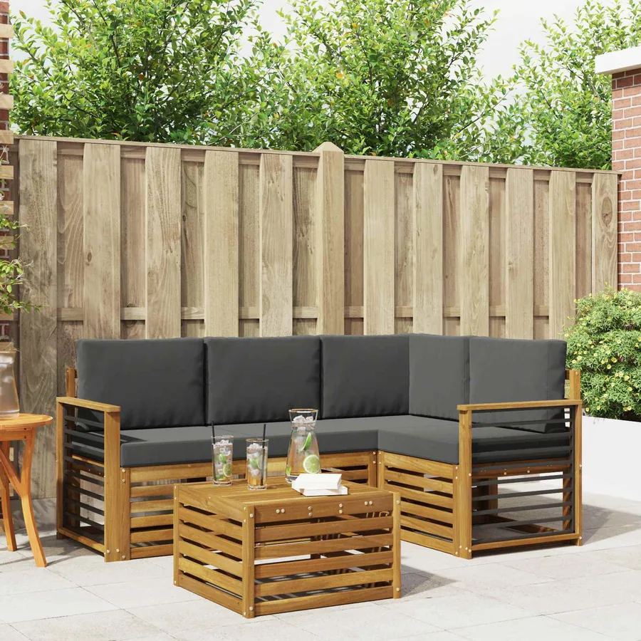 Ensemble de canapés d'extérieur 5 pcs Naturel et Anthracite