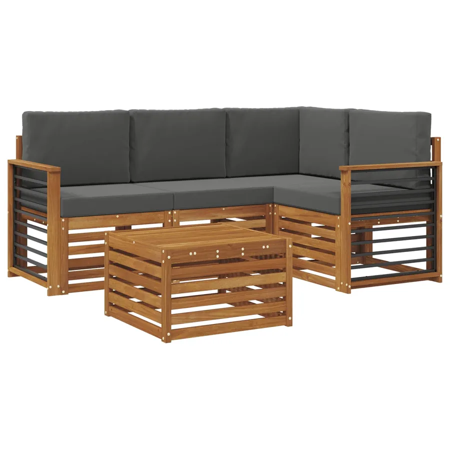 Ensemble de canapés d'extérieur 5 pcs Naturel et Anthracite - 2