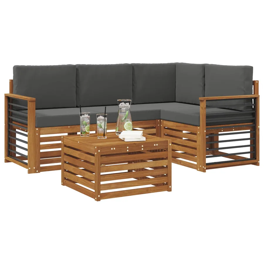 Ensemble de canapés d'extérieur 5 pcs Naturel et Anthracite - 3