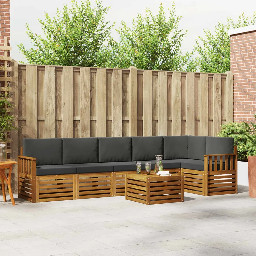 Ensemble de canapé d'angle 7 pcs Naturel et Anthracite