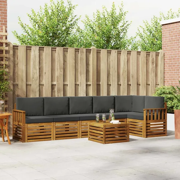Ensemble de canapé d'angle 7 pcs Naturel et Anthracite