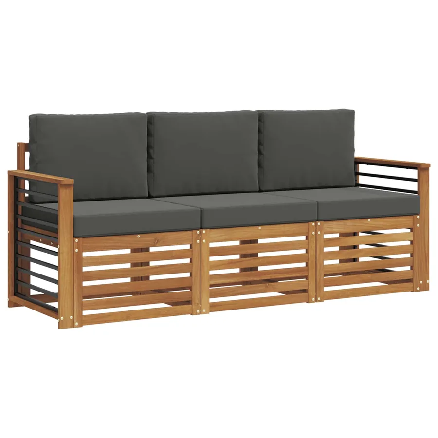 Ensembles de canapés avec coussin 3 pcs Naturel et Anthracite - 2