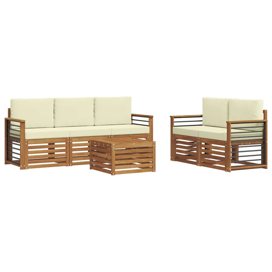 Ensembles de canapés avec coussin 6 pcs Naturel et Crème - 2