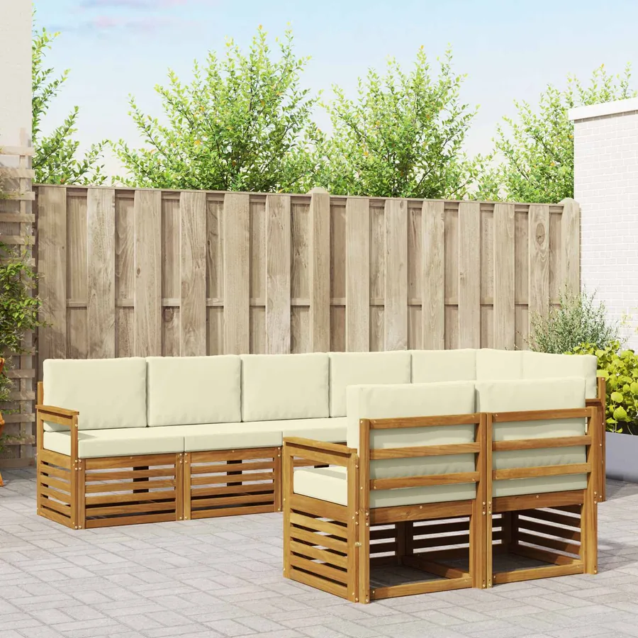 Ensembles de canapés avec coussin 8 pcs Naturel et Crème