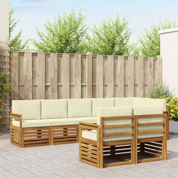 Ensembles de canapés avec coussin 8 pcs Naturel et Crème
