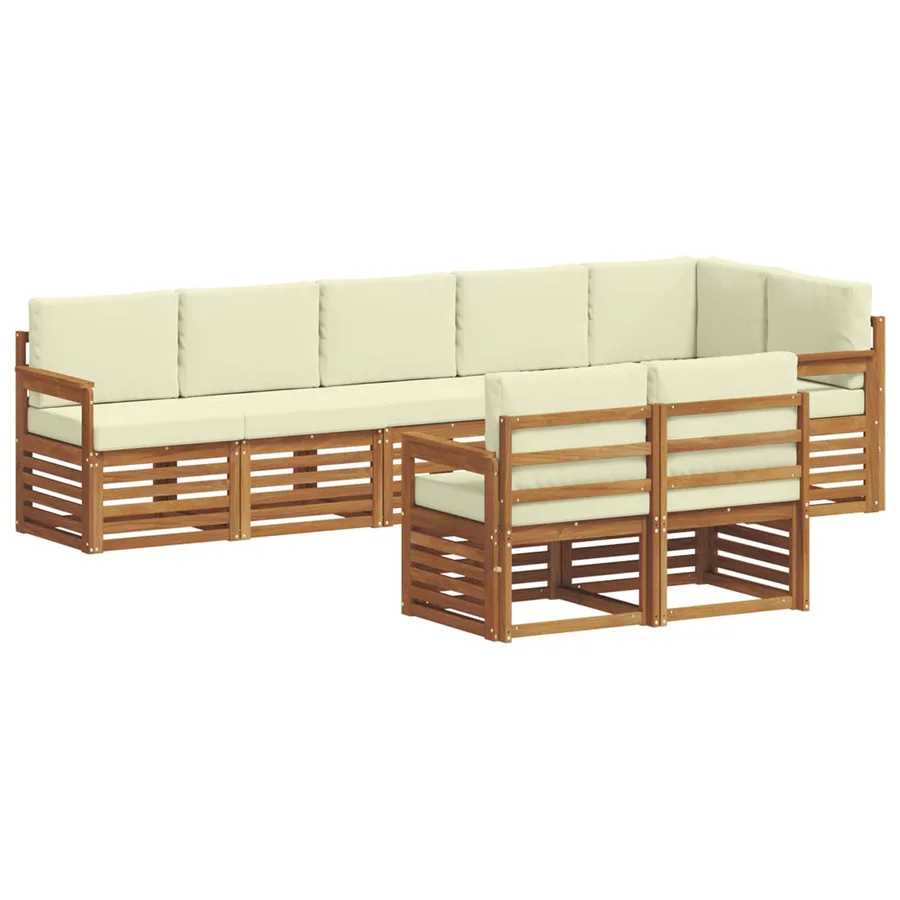 Ensembles de canapés avec coussin 8 pcs Naturel et Crème - 2