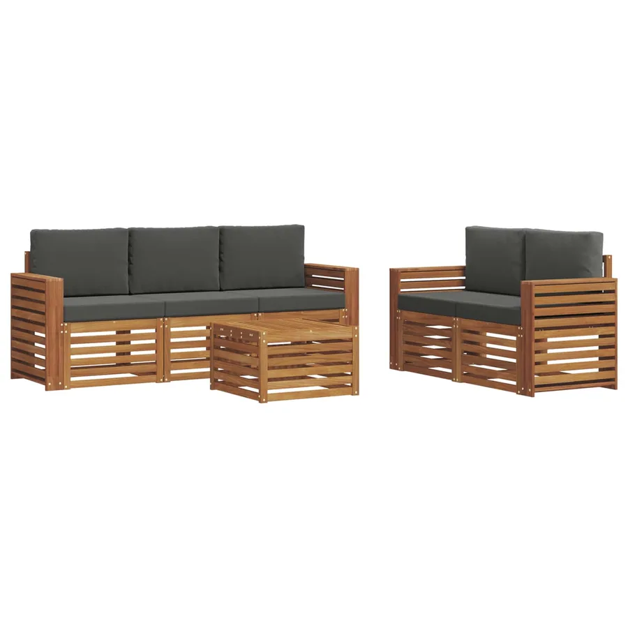 Ensembles de canapés avec coussin 6 pcs Naturel et Anthracite - 2