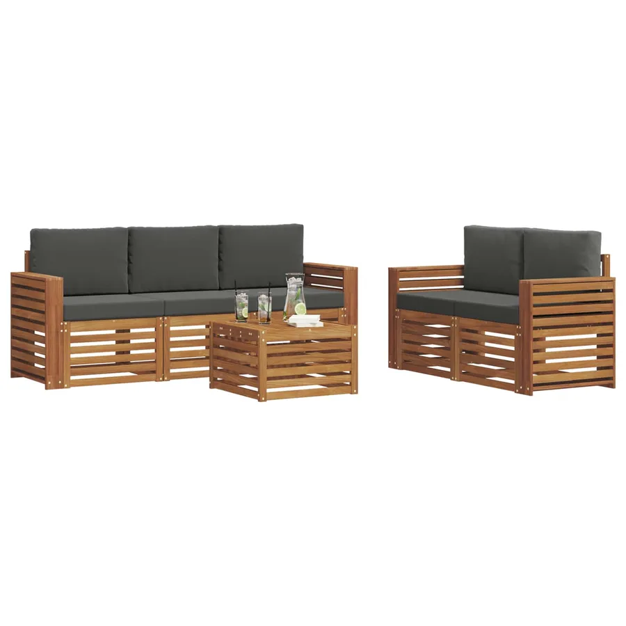 Ensembles de canapés avec coussin 6 pcs Naturel et Anthracite - 3