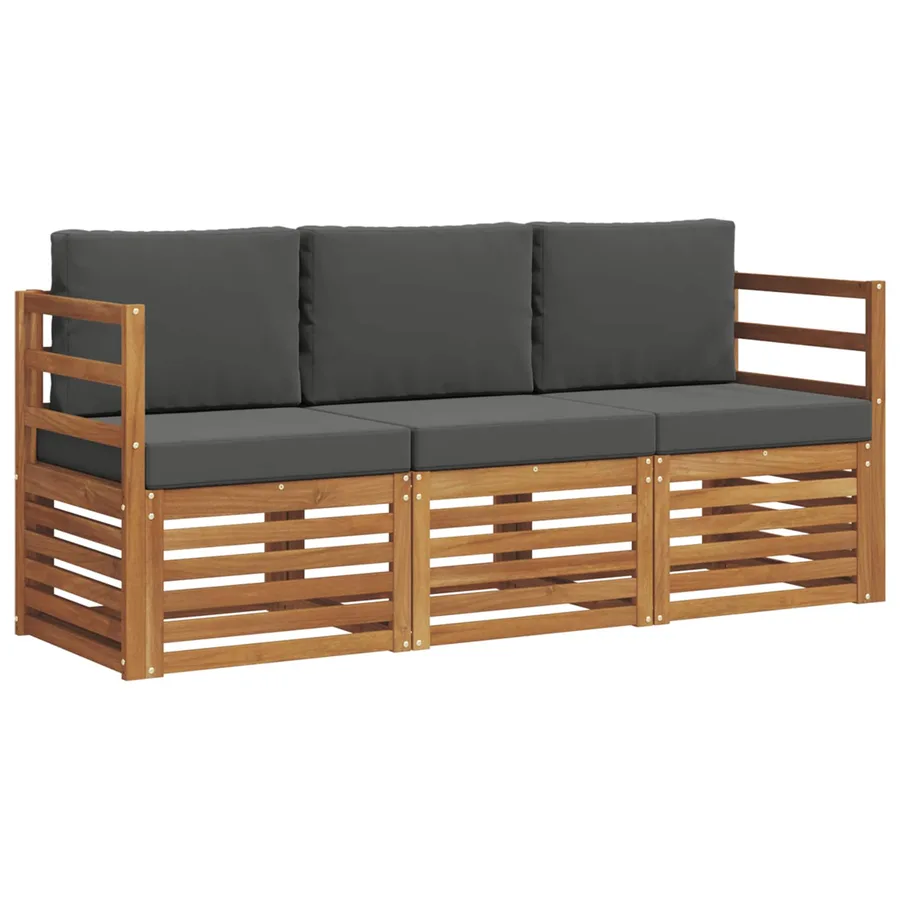 Ensembles de canapés avec coussin 3 pcs Naturel et Anthracite - 2