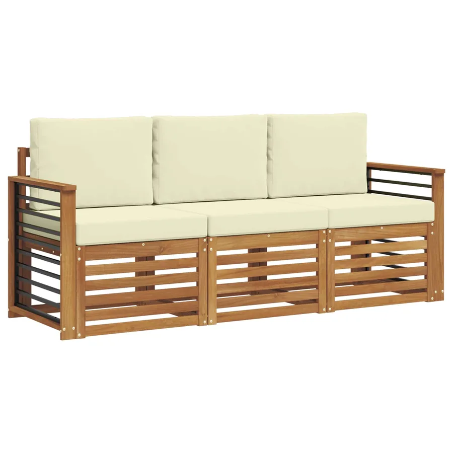 Ensembles de canapés avec coussin 3 pcs Naturel et Crème - 2