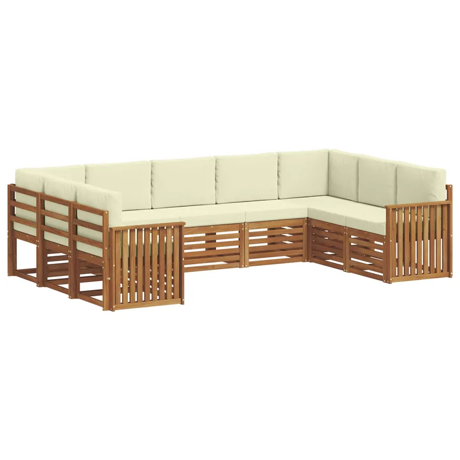 Ensemble de canapé d'angle avec coussin 9 pcs Naturel et Crème - 2